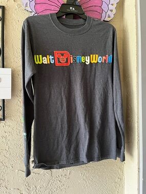 Disney Charcoal Long Sleeve Walt Disney World Logo Tee